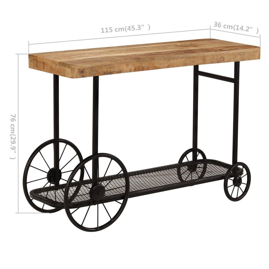 vidaXL Console Table Solid Mango Wood 115x36x76 cm