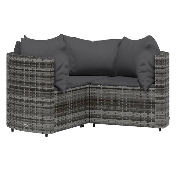 vidaXL 4 Piece Garden Lounge Set with Cushions Grey Poly Rattan