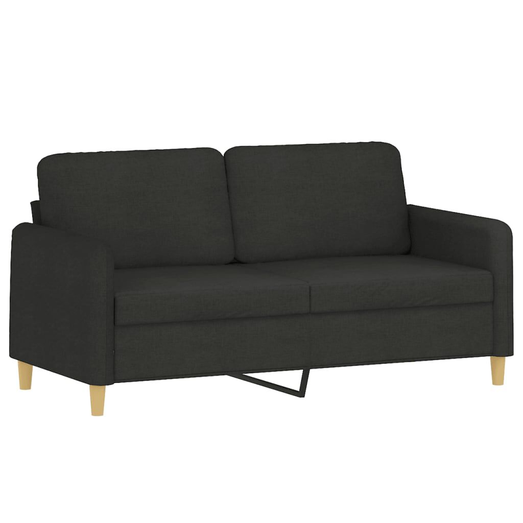 vidaXL 2 Piece Sofa Set with Cushions Black Fabric
