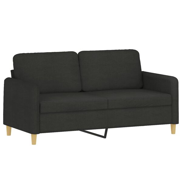 vidaXL 2 Piece Sofa Set with Cushions Black Fabric
