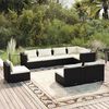 vidaXL 8 Piece Garden Lounge Set with Cushions Poly Rattan Black