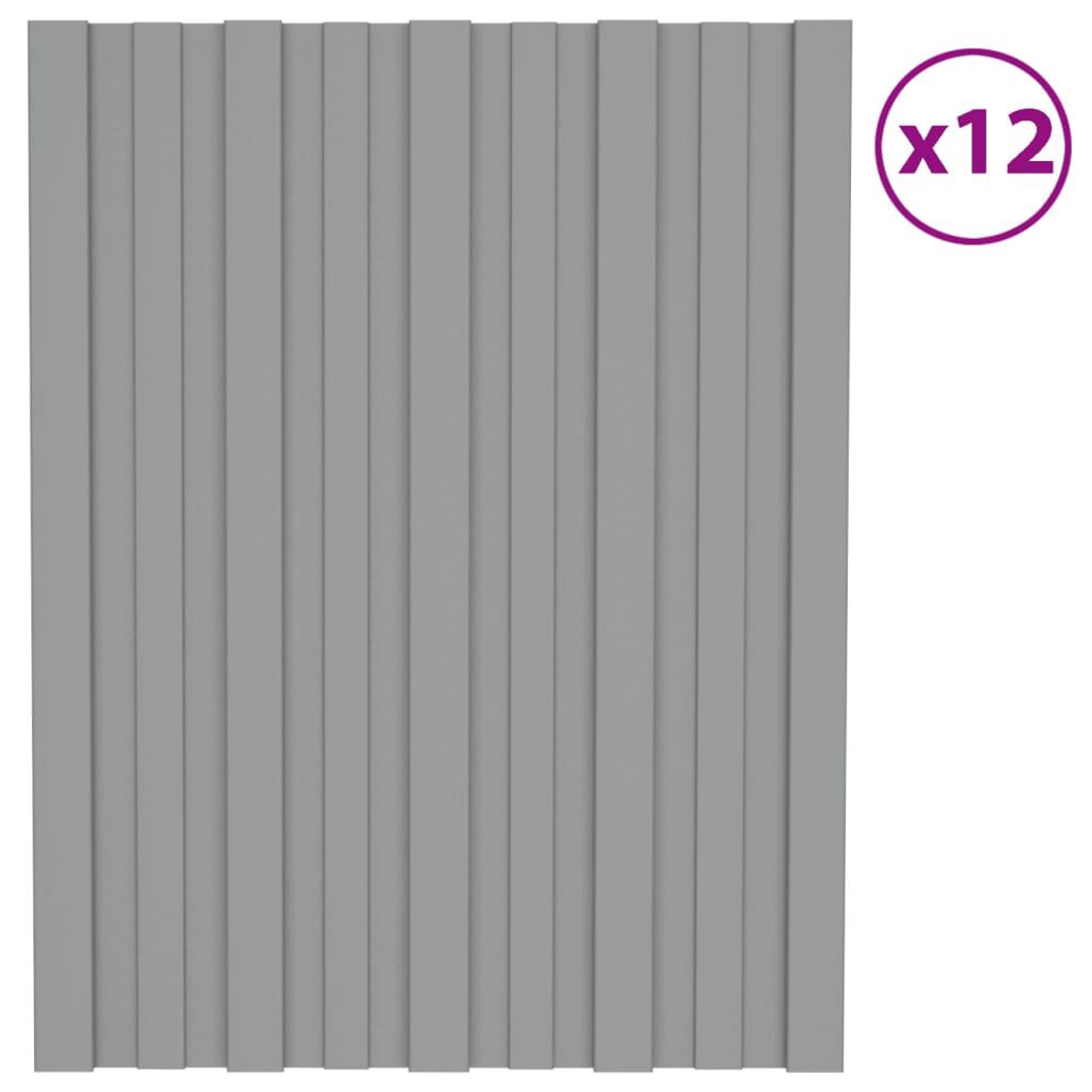 vidaXL Roof Panels 12 pcs Galvanised Steel Grey 60x45 cm