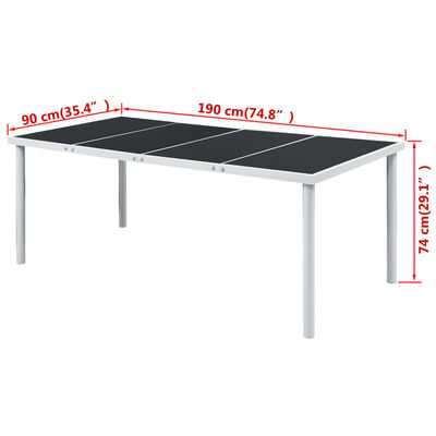 vidaXL Garden Table 190x90x74 cm Black Steel