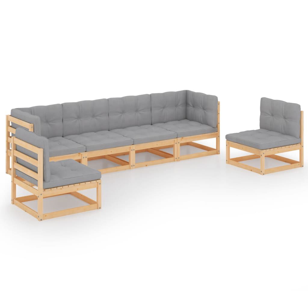 vidaXL 6 Piece Garden Lounge Set with Cushions Solid Pinewood