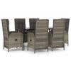 vidaXL 7 Piece Garden Dining Set with Cushions Black and Grey Poly Rattan