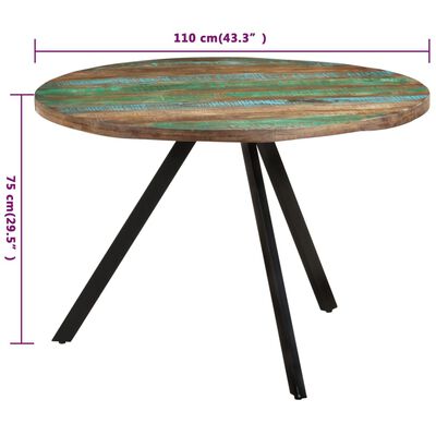 vidaXL Dining Table 110x75 cm Solid Wood Reclaimed