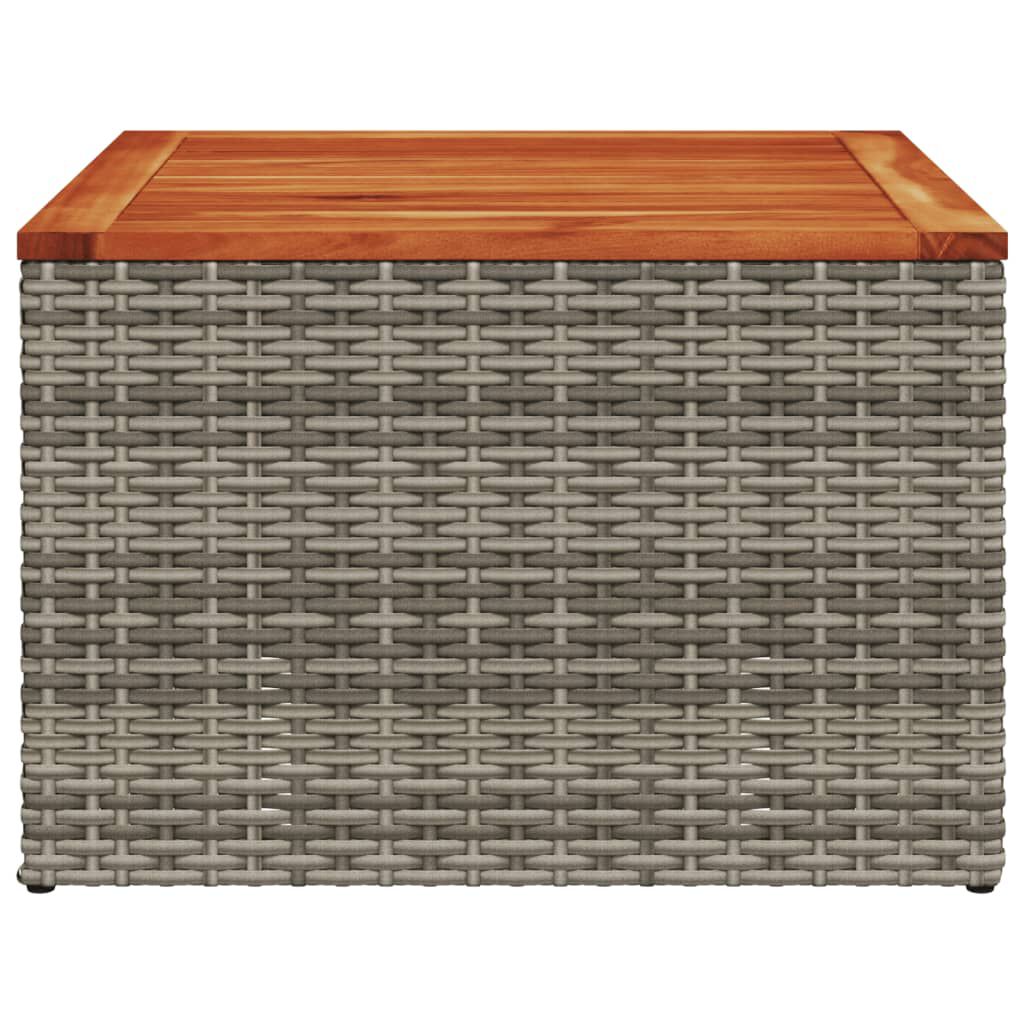 vidaXL Garden Table Grey 55x55x37 cm Poly Rattan and Acacia Wood