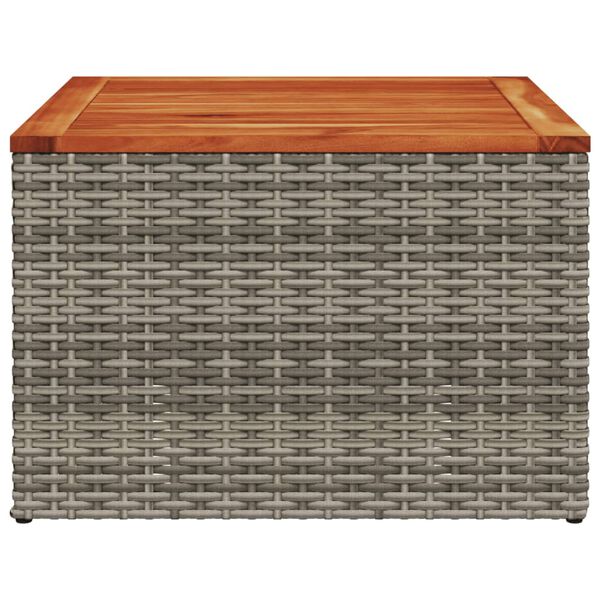 vidaXL Garden Table Grey 55x55x37 cm Poly Rattan and Acacia Wood