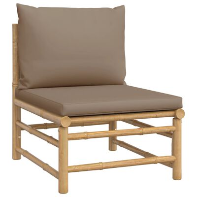 vidaXL 6 Piece Garden Lounge Set with Taupe Cushions Bamboo