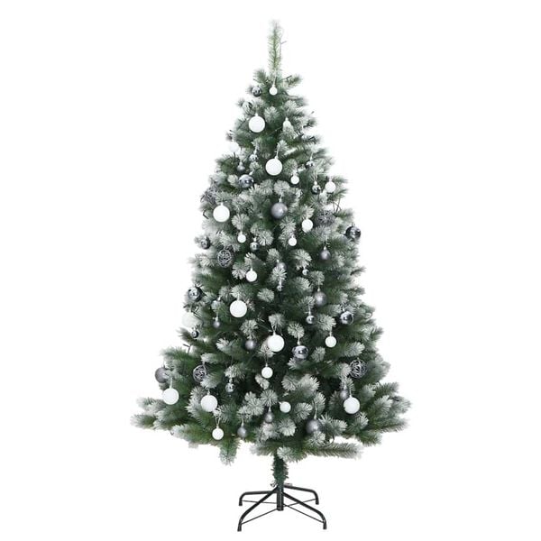 vidaXL Artificial Hinged Christmas Tree 150 LEDs & Ball Set 150 cm