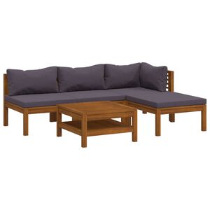 vidaXL 5 Piece Garden Lounge Set with Cushion Solid Acacia Wood