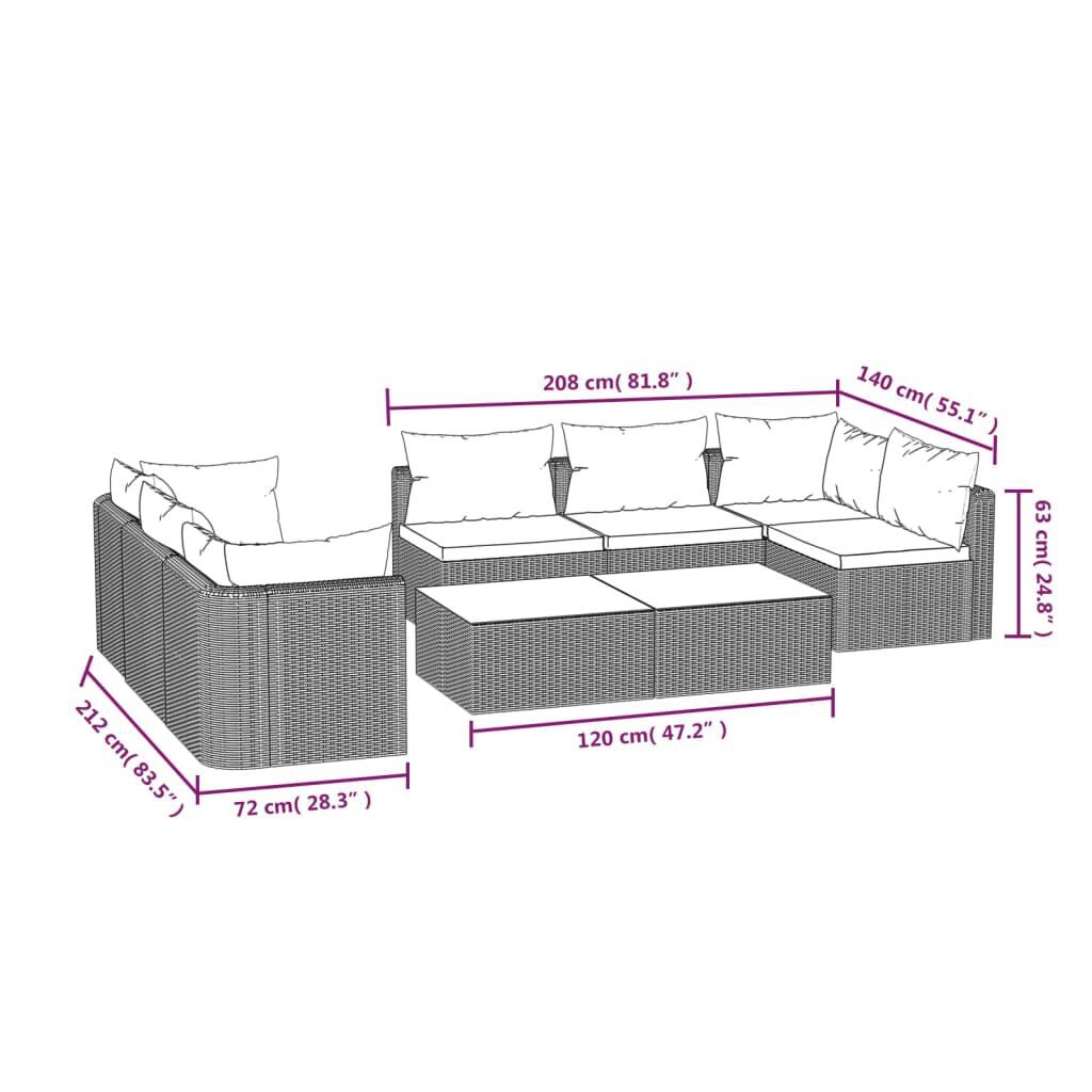 vidaXL 9 Piece Garden Lounge Set with Cushions Poly Rattan Black