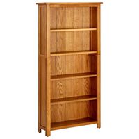 vidaXL 5-Tier Bookcase 70x22x140 cm Solid Oak Wood