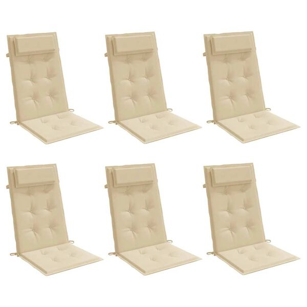 vidaXL Highback Chair Cushions 6 pcs Beige Oxford Fabric