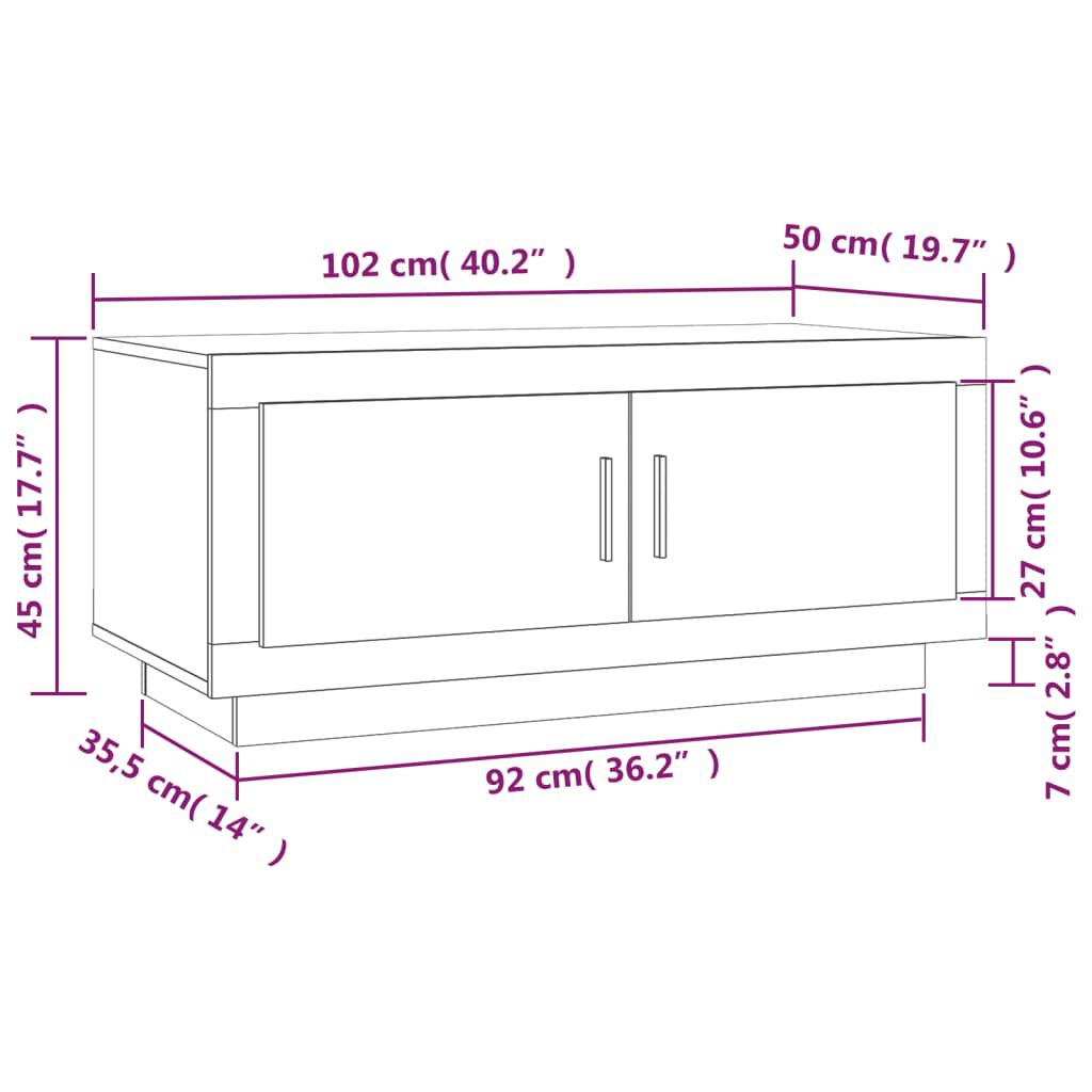 vidaXL Coffee Table Smoked Oak 102x50x45 cm Engineered Wood