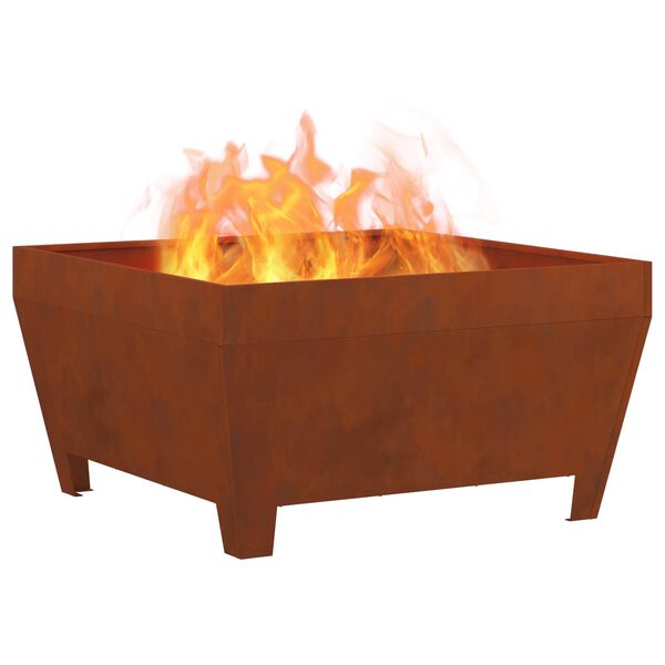 vidaXL Fire Pit Brown 80 x 80 x 43 cm Weathering Steel