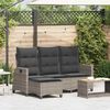 vidaXL Reclining Garden Sofa with Cushions L-shaped Grey Poly Rattan