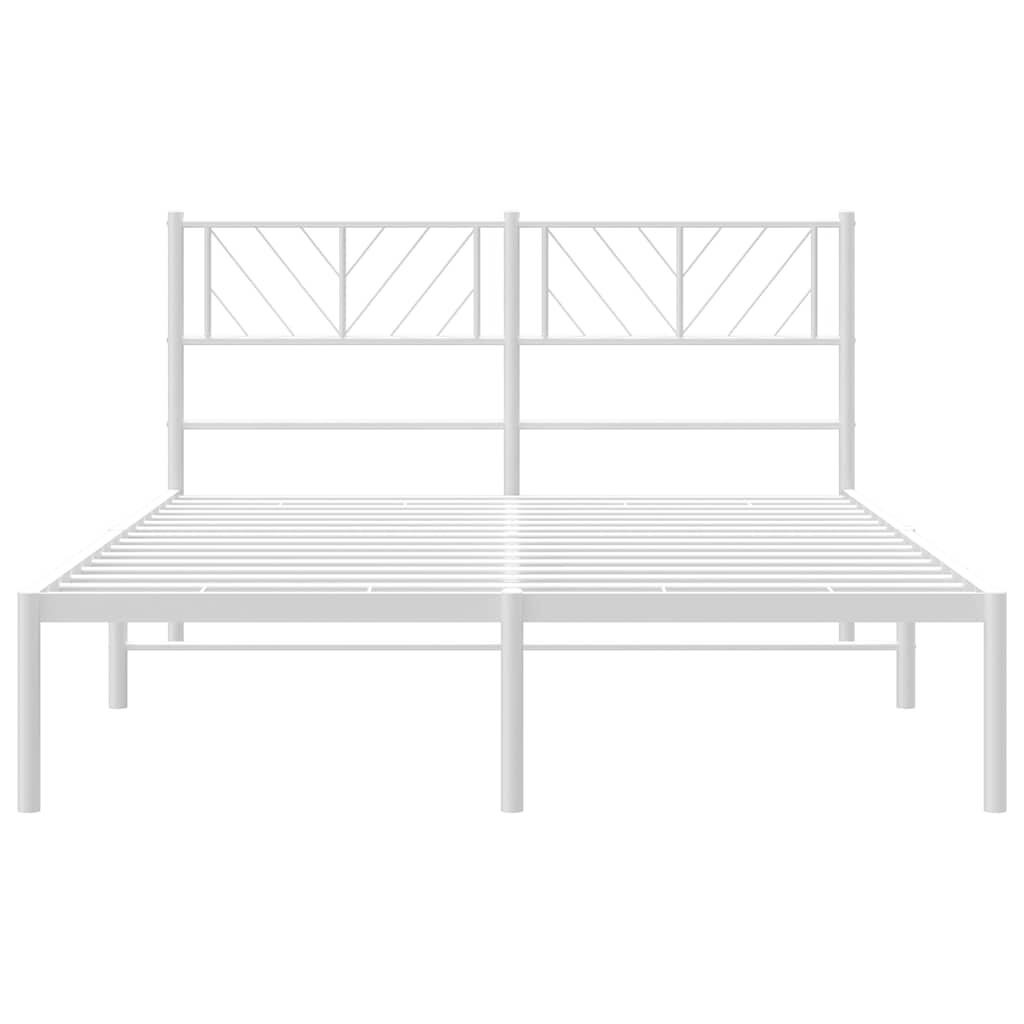 vidaXL Metal Bed Frame without Mattress with Headboard White 150x200cm