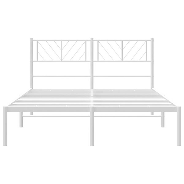 vidaXL Metal Bed Frame without Mattress with Headboard White 150x200cm