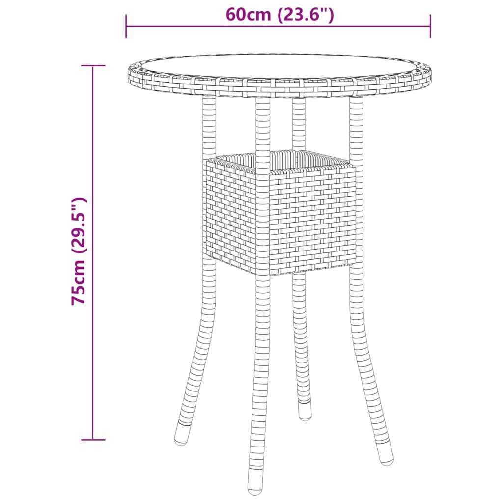 vidaXL 3 Piece Garden Bistro Set Poly Rattan Black