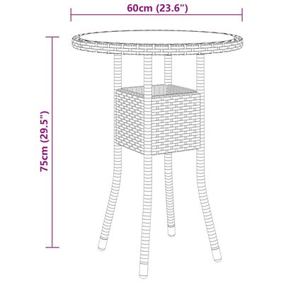 vidaXL 3 Piece Garden Bistro Set Poly Rattan Black