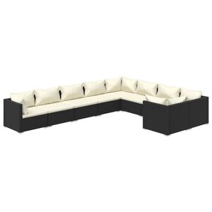 vidaXL 9 Piece Garden Lounge Set with Cushions Poly Rattan Black