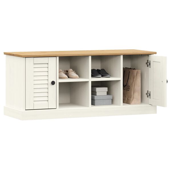 vidaXL Shoe Bench VIGO White 106x35x45 cm Solid Wood Pine