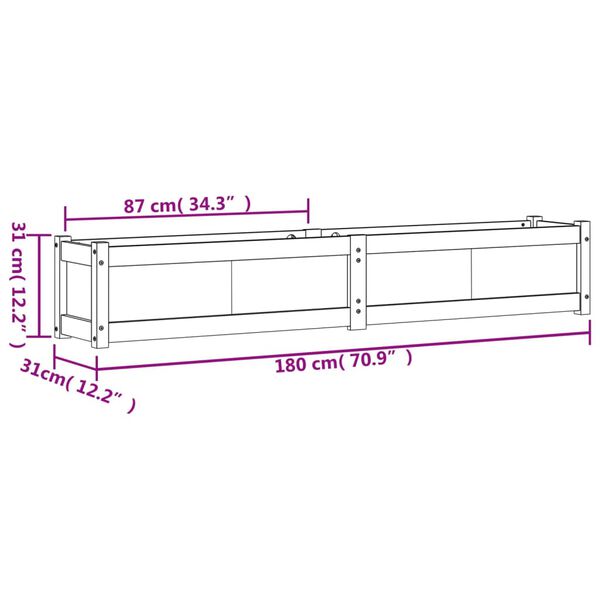 vidaXL Garden Planter 180x31x31 cm Impregnated Wood Pine