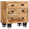 vidaXL Side Cabinet with Wheel 70x40x75 cm Solid Mango Wood
