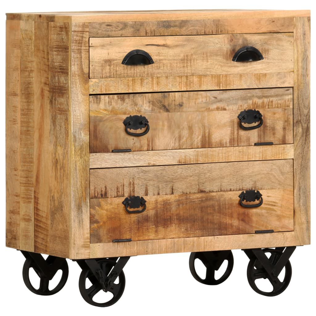 vidaXL Side Cabinet with Wheel 70x40x75 cm Solid Mango Wood