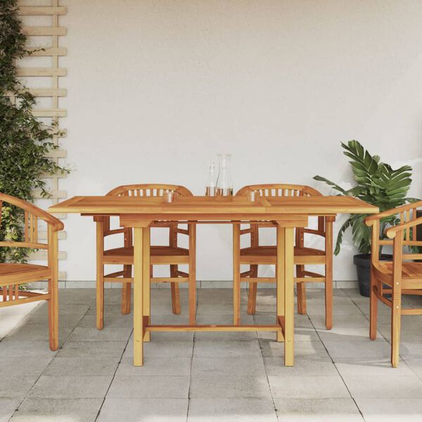 vidaXL Extending Garden Table 110-160x80x75cm Solid Wood Teak