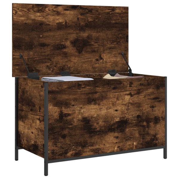 vidaXL Storage Bench Smoked Oak 80x42.5x50 cm Engineered Wood