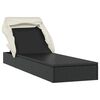 vidaXL Sunbed with Foldable Roof Black 213x63x97 cm Poly Rattan