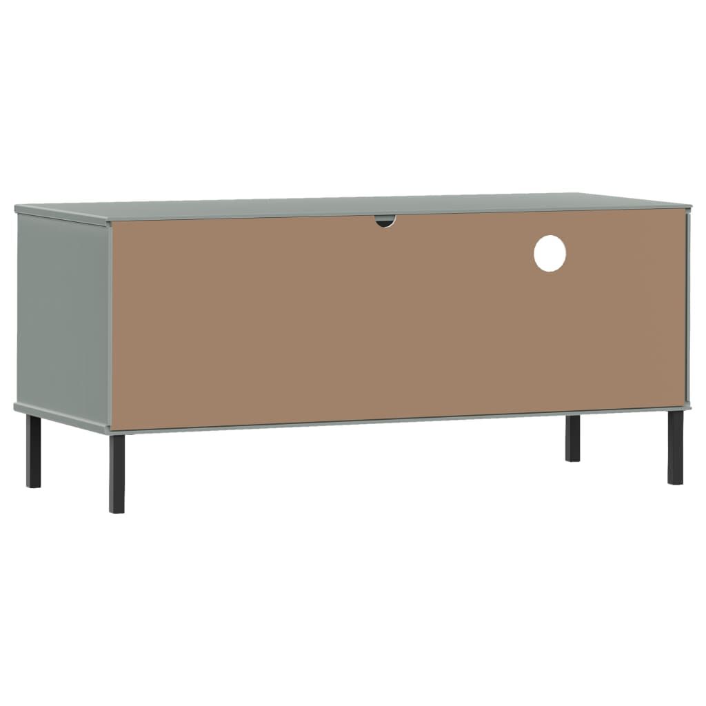 vidaXL TV Cabinet with Metal Legs Grey Solid Wood Pine OSLO