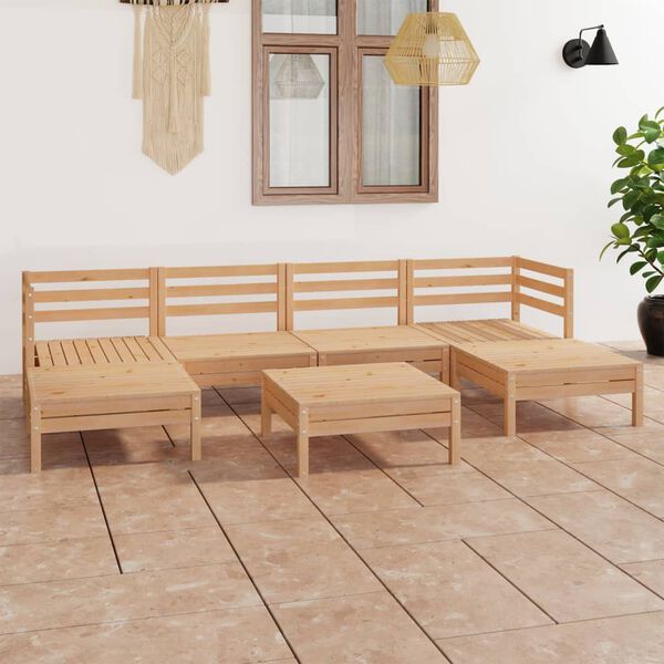 vidaXL 7 Piece Garden Lounge Set Solid Wood Pine