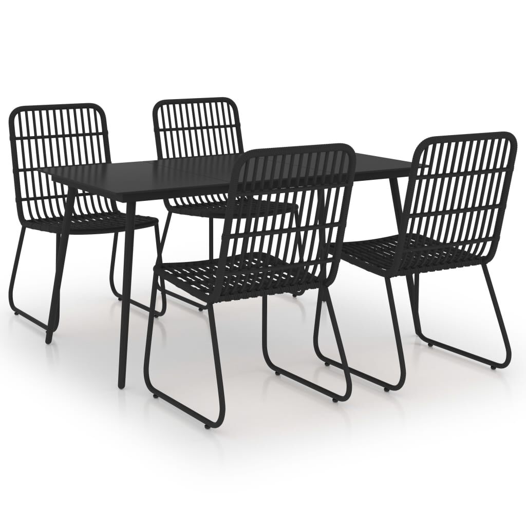 vidaXL 5 Piece Outdoor Dining Set Poly Rattan and Glass