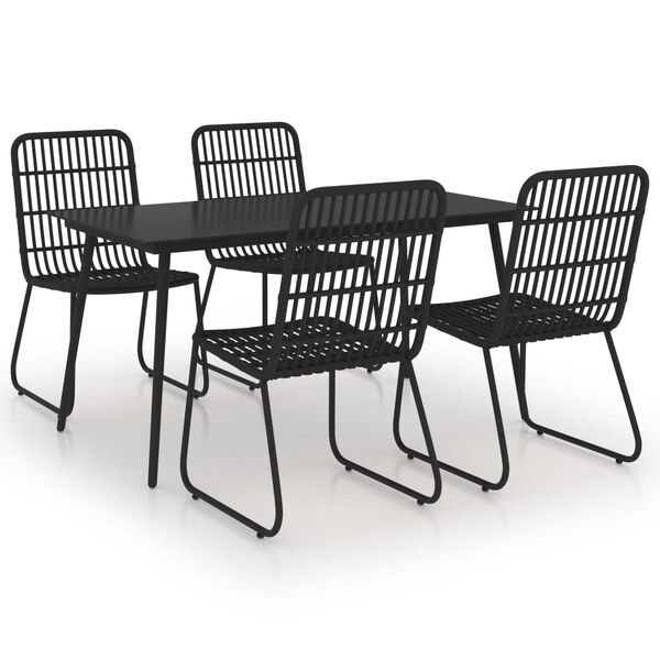 vidaXL 5 Piece Outdoor Dining Set Poly Rattan and Glass