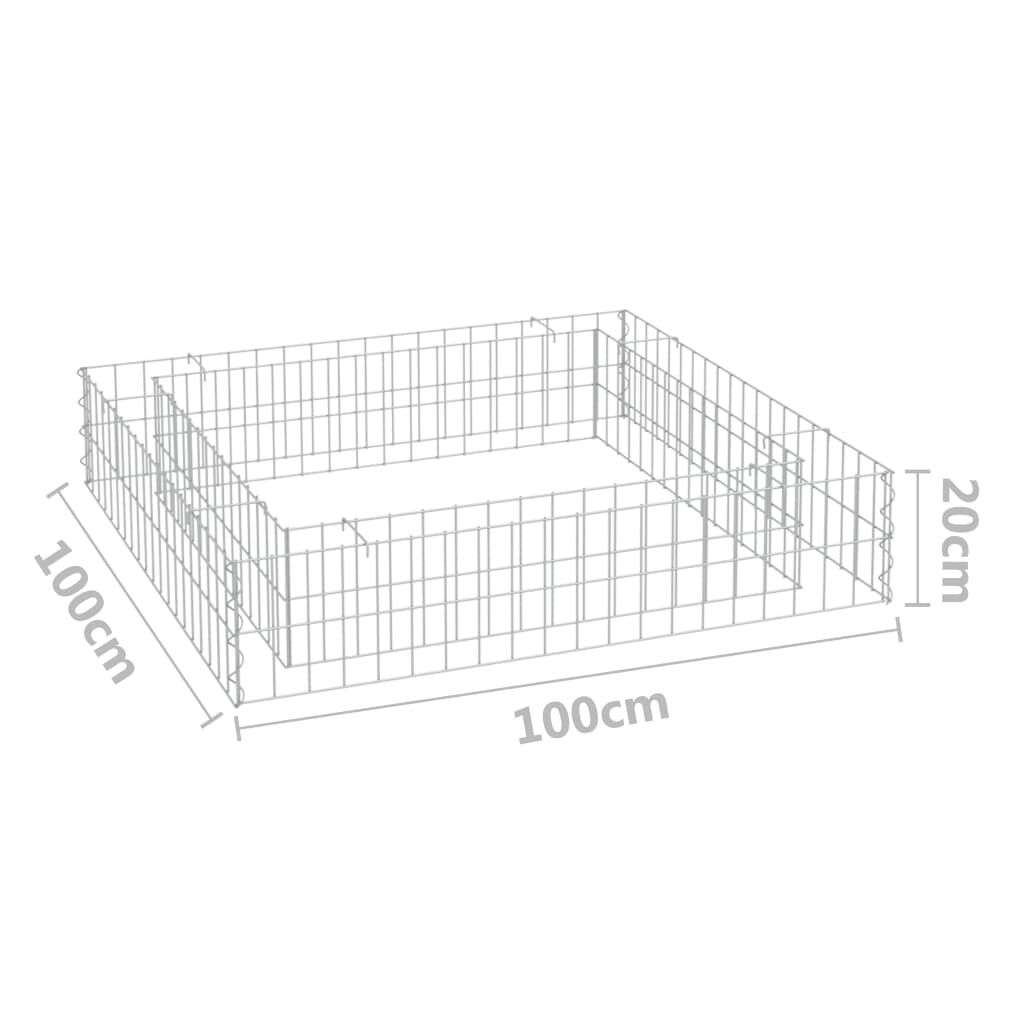 vidaXL Gabion Raised Bed Galvanised Steel 100x100x20 cm