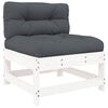 vidaXL Middle Sofa with Cushions White Solid Wood Pine