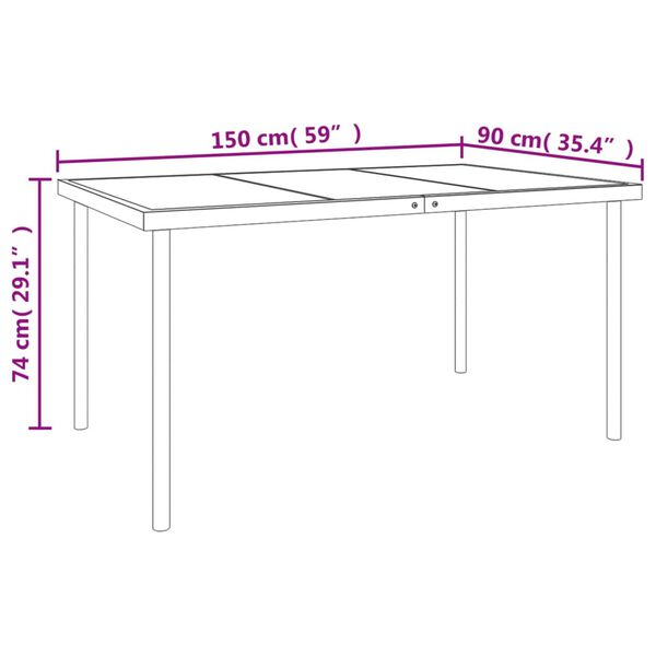 vidaXL 5 Piece Garden Dining Set Black Steel and Textilene