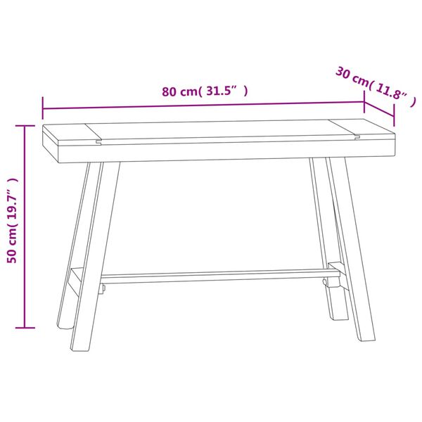 vidaXL Bench 80 cm Solid Wood Teak