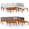 vidaXL 6 Piece Garden Lounge Set with Cushions Cream Wood Acacia&Rope