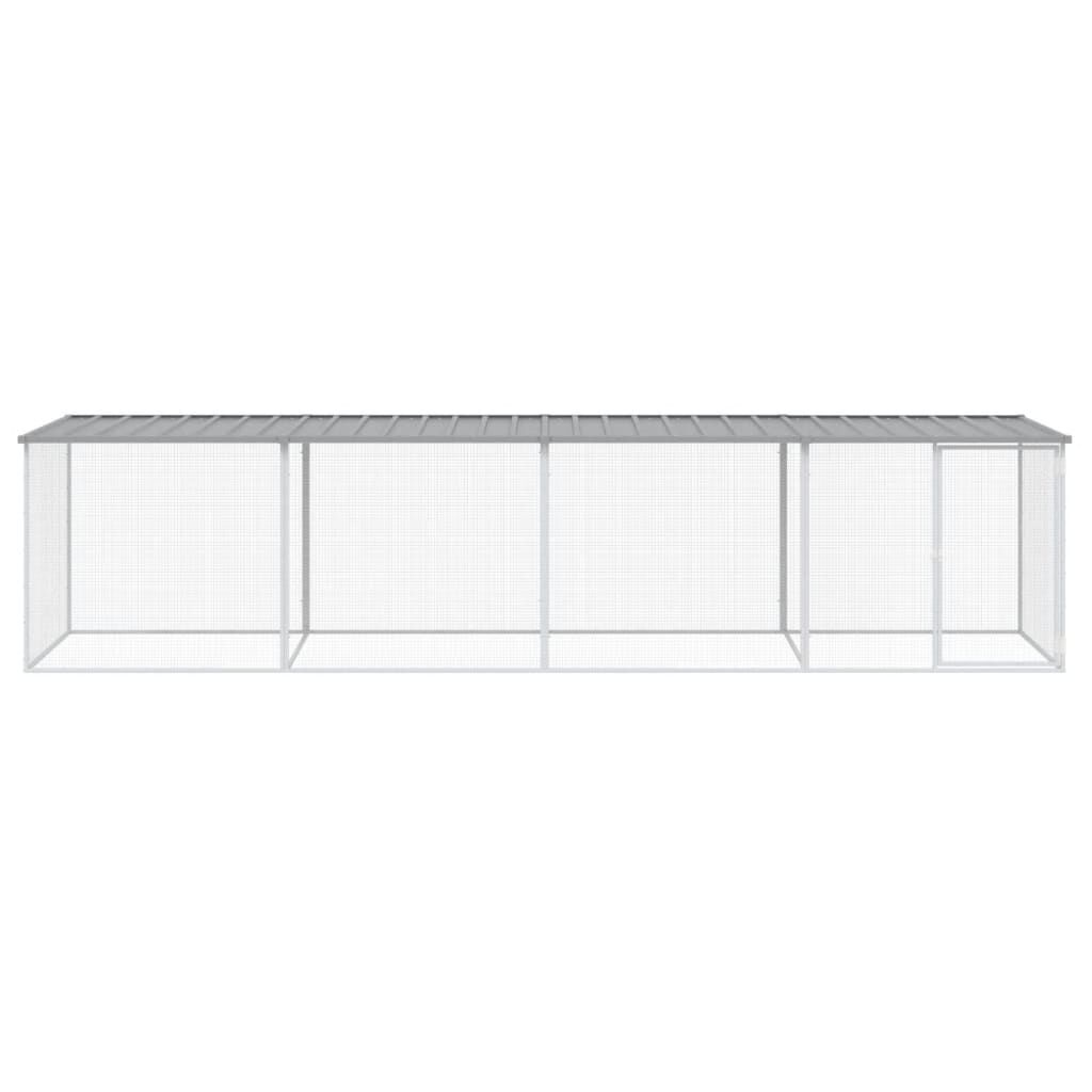 vidaXL Chicken Cage with Roof Light Grey 403x98x90 cm Galvanised Steel
