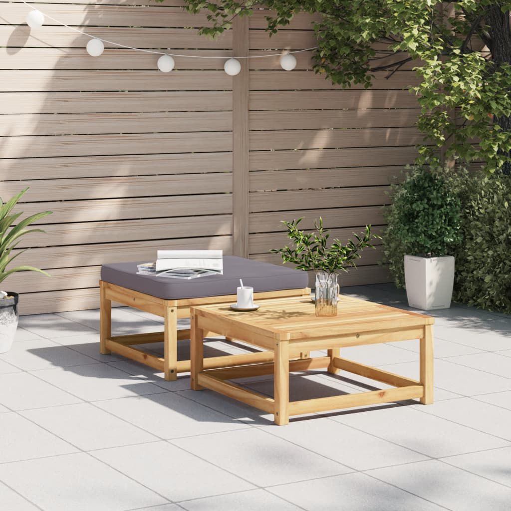 vidaXL Garden Footstool with Cushions Solid Wood Acacia