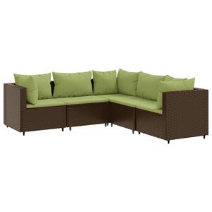 vidaXL 5 Piece Garden Lounge Set with Cushions Brown Poly Rattan