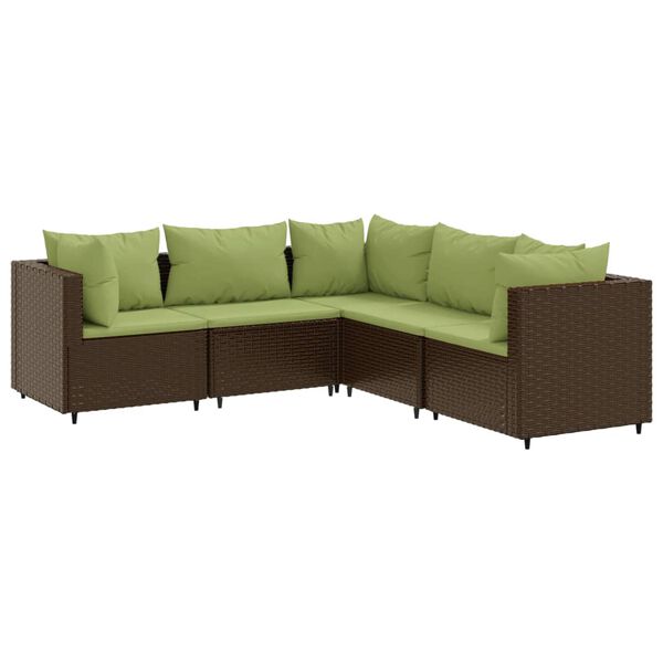 vidaXL 5 Piece Garden Lounge Set with Cushions Brown Poly Rattan