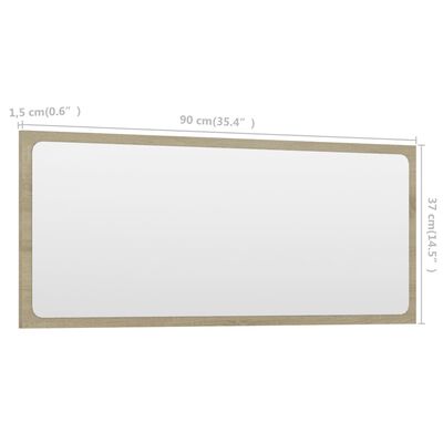 vidaXL Bathroom Mirror Sonoma Oak 90x1.5x37 cm Engineered Wood