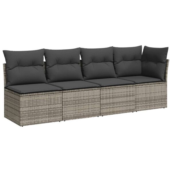 vidaXL 11 Piece Garden Sofa Set with Cushions Grey Poly Rattan