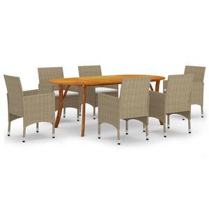 vidaXL 7 Piece Garden Dining Set Beige