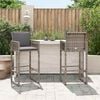 vidaXL Garden Bar Stools with Cushions 2 pcs Grey Poly Rattan